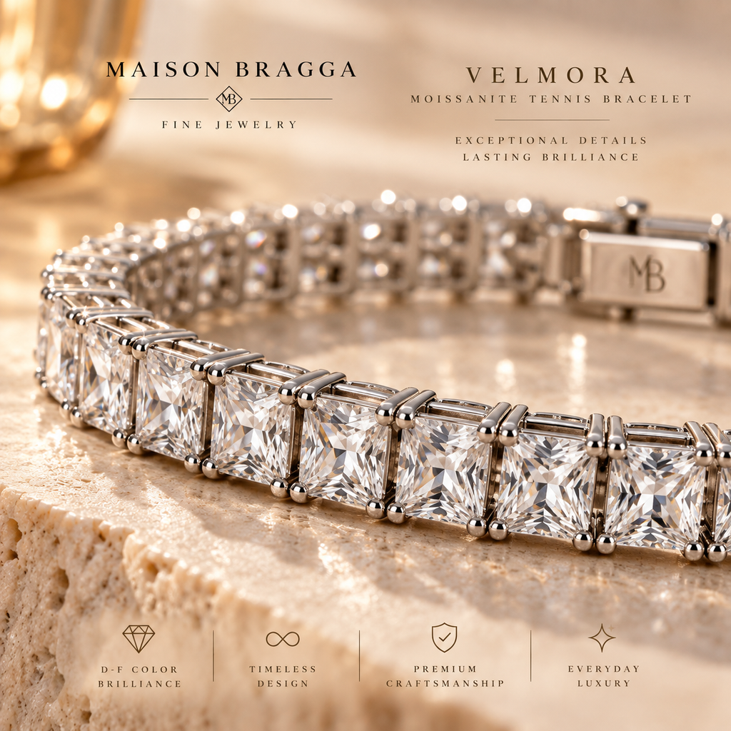 Close-up of the Velmora Tennis Bracelet with 4 mm moissanite stones