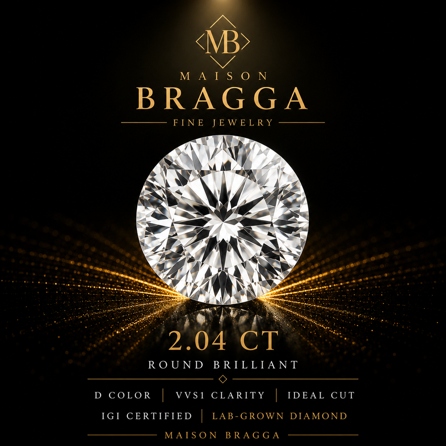 2.04 ct Round Brilliant Lab-Grown Diamond – D Color – VVS1 – IGI Certified