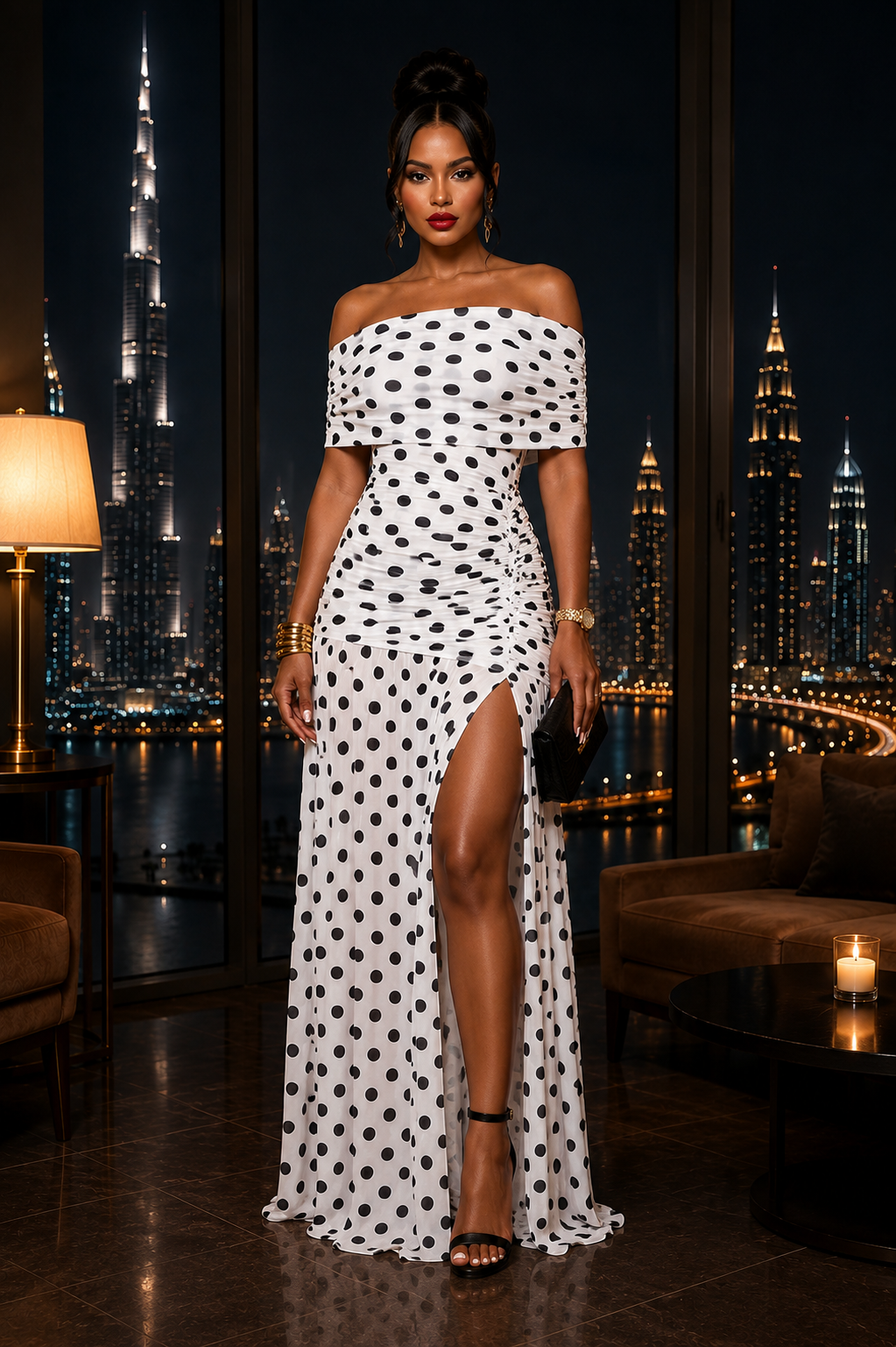 Monroe Polka Dot Evening Gown