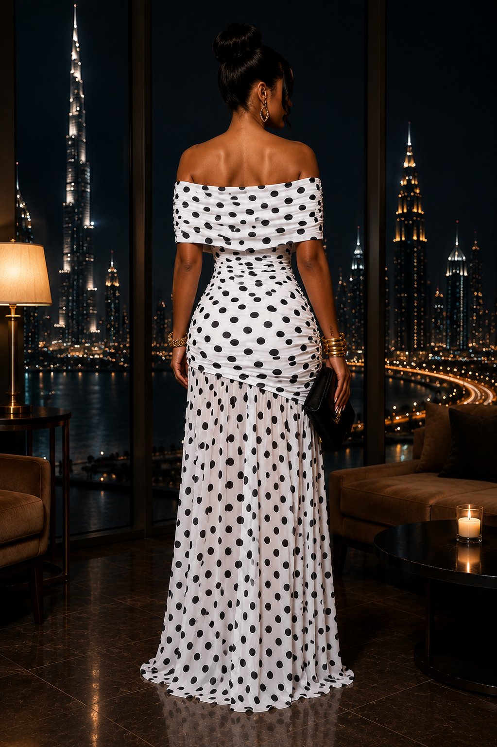 Monroe Polka Dot Evening Gown