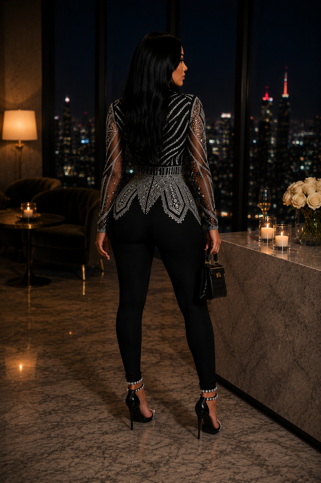 Velmira Crystal Sculpt jumpsuit