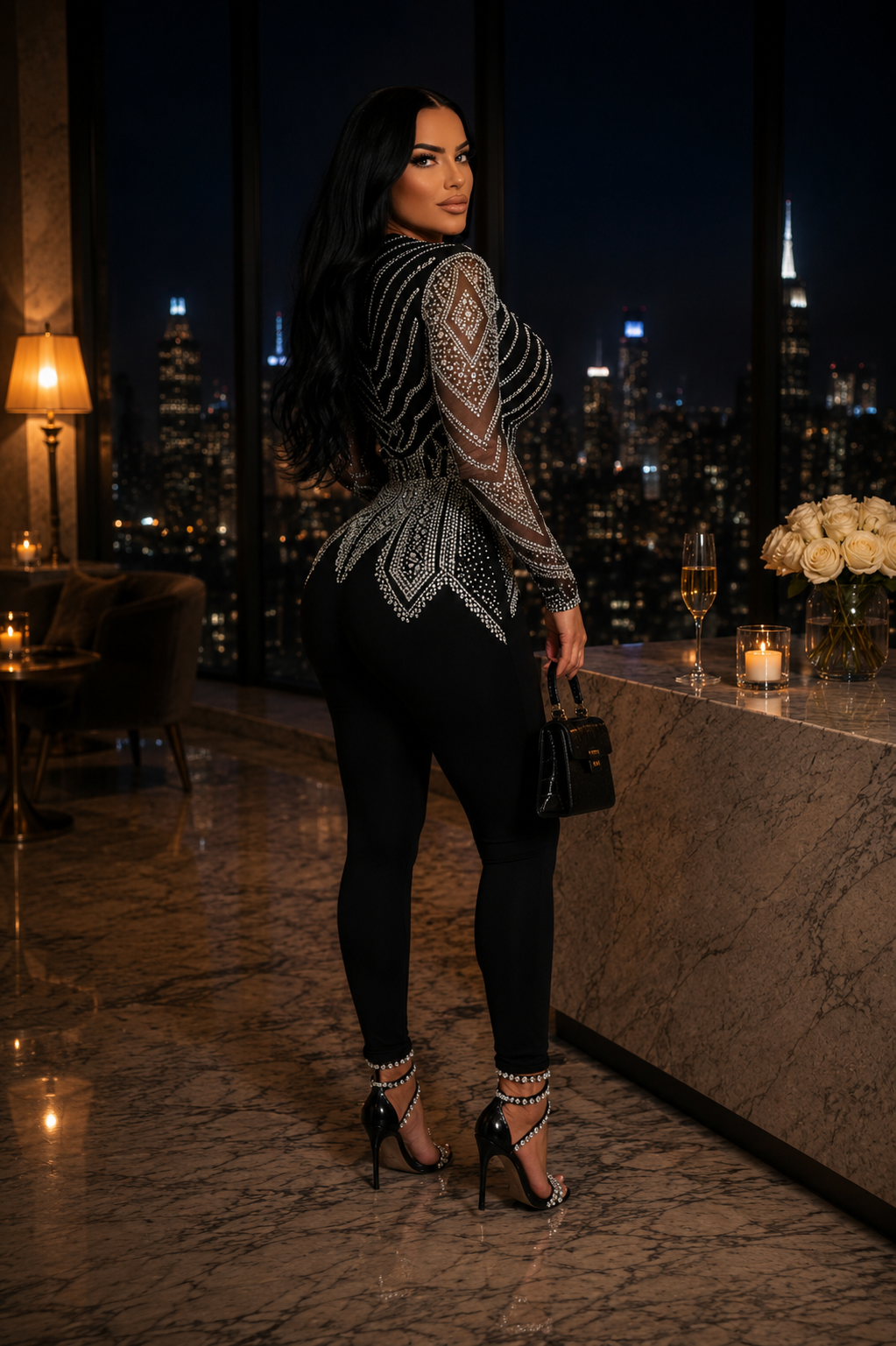 Velmira Crystal Sculpt jumpsuit