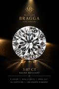 3.07 ct Round Brilliant Lab-Grown Diamond – E Color – VVS2 – IGI Certified