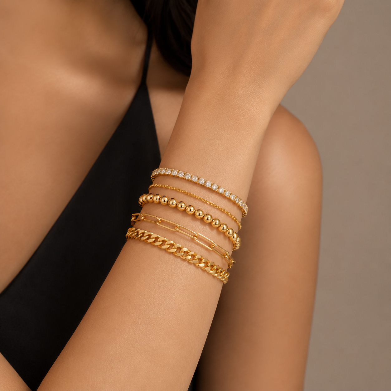 Lumière Gold Layered Bracelet Set