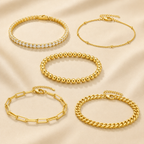 Lumière five-piece bracelet set in 18K gold-plated 925 sterling silver