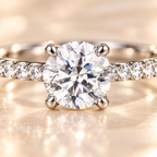 Rear profile of the Aurora Diamond Ring showing the raised basket setting beneath the center stone
