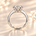 Profile view of the Élysia Diamond Ring showing the elevated floral basket setting