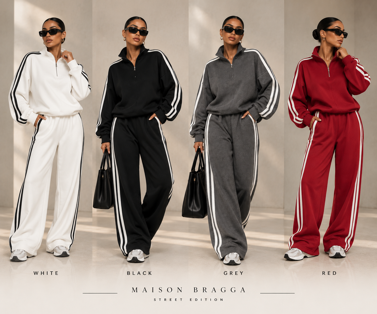 Velmora Street Set colorways in White, Black, Gray and Red