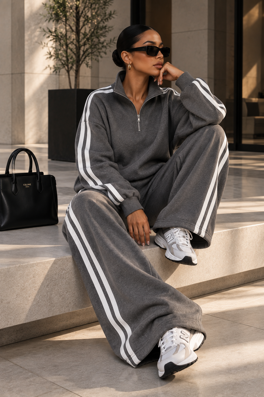 Velmora Street Set in Gray styled in a relaxed luxury streetwear setting