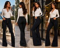 Maison Bragga Midnight black high-waist flared jeans styled in a contemporary luxury setting