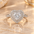 Noctis Diamond Ring with 1 carat heart-shaped lab-grown diamond and double zircon halo