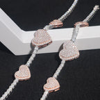 Close-up of the Étoira Heart Bracelet tennis chain and heart-shaped stone details