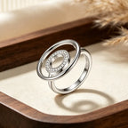 Avelis Geometric Ring edge-detail profile with sculptural zircon setting