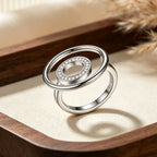 Avelis Geometric Ring classic profile in platinum-plated 925 sterling silver with zircon