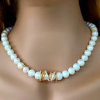 Close-up of the Vivienne Pearl Necklace baroque pearls and zircon accents