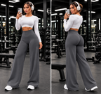 Varelya Flow Pants in Gray, front and back views