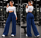 Varelya Flow Pants in Navy, front and back views