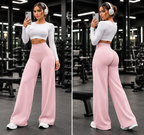 Varelya Flow Pants in Pink, front and back views