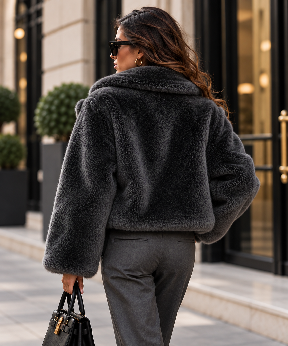 Velmora Jacket in Petrol Gray, back view