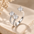 Veyra geometric ring in platinum-plated 925 sterling silver by Maison Bragga